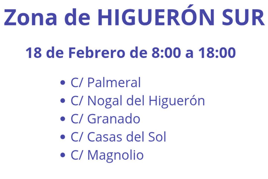 Nuevo corte de agua en la zona de Higuerón Sur