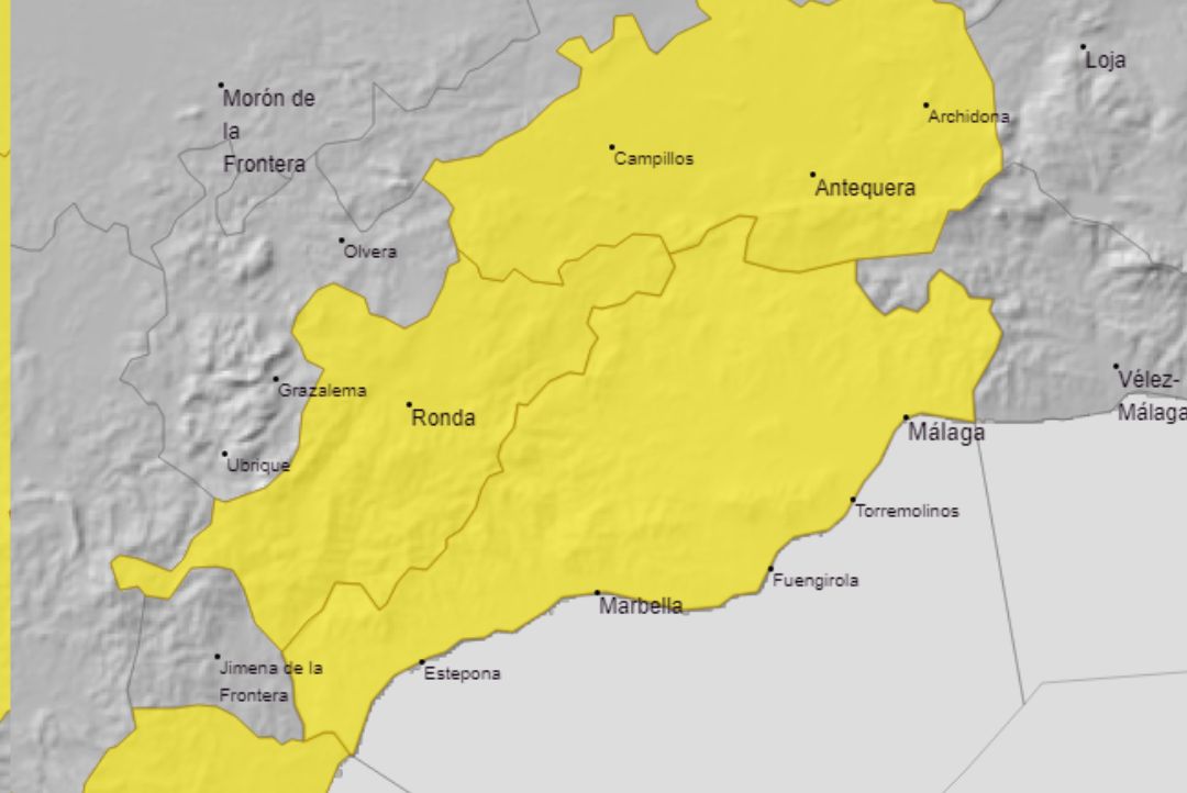 Alerta amarilla por lluvias en la Costa del Sol