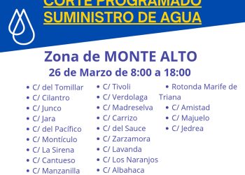 El Ayuntamiento avisa del corte de agua en 22 calles del municipio en Monte Alto