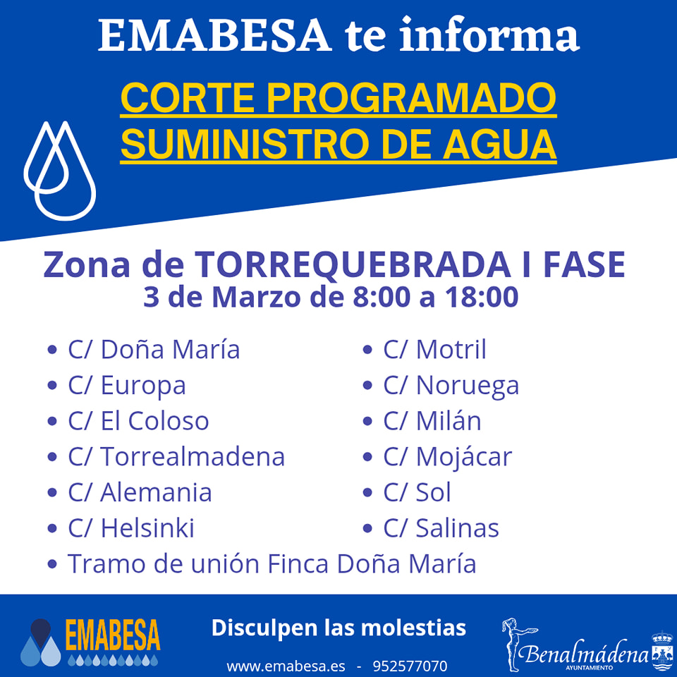 Corte de agua en Torrequebrada